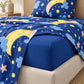 Juego de sábanas semimatrimonial 1.20 m, diseño Lunas y Estrellas Azul Marino – sábana ajustable en el colchón