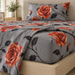 Juego de sábanas semimatrimonial 1.20 m, diseño Rosas Naranjas Fondo Gris – sábana ajustable en el colchón