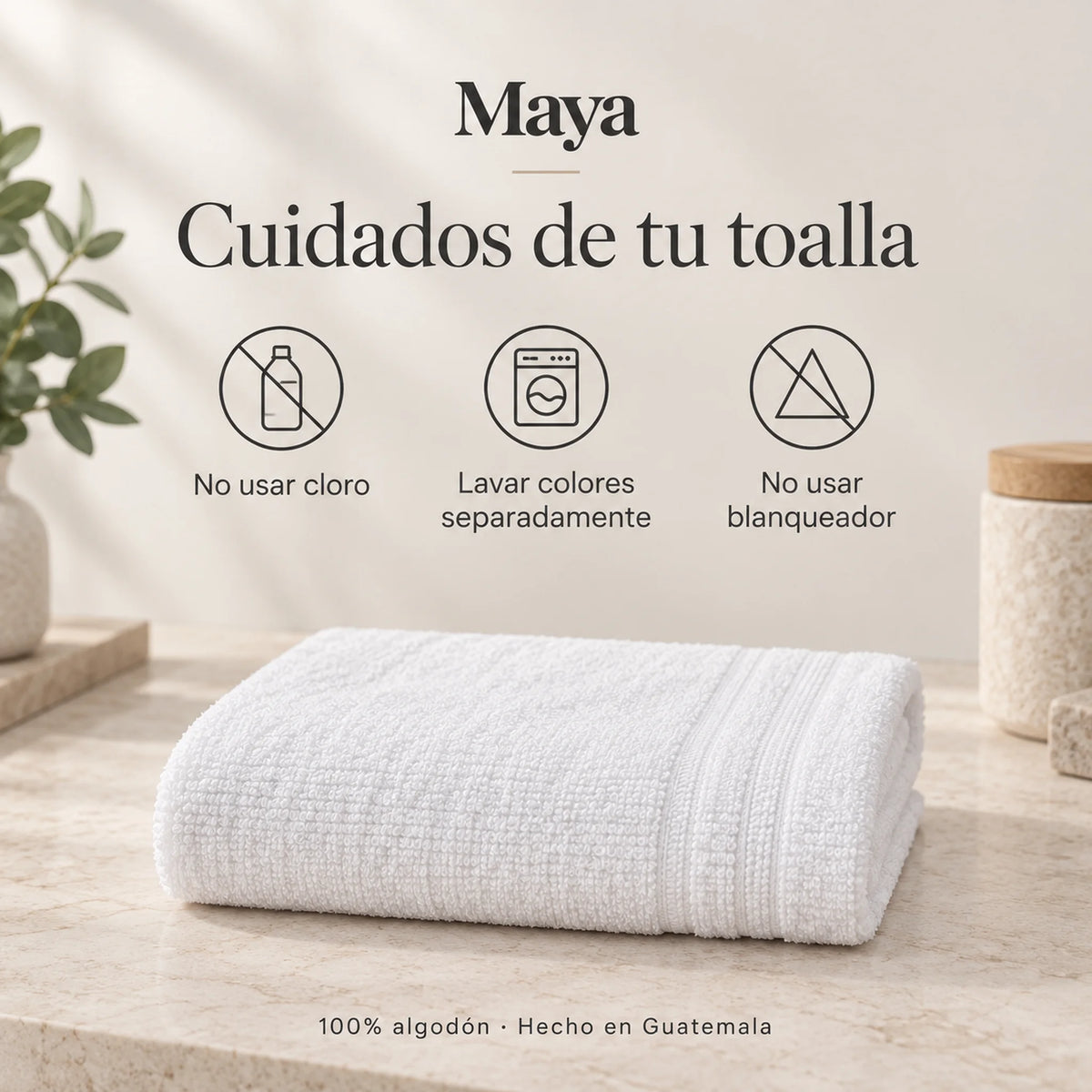 Pack de 12 Toallas Maya, variante Blanco, cuidados de la toalla