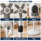 Ventilador de pedestal Lasko 18 pulgadas con control remoto – detalles de rejilla, aspas, panel y base