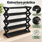 Zapatera de 5 niveles color negro – estructura con tubos de acero y laterales de una pieza