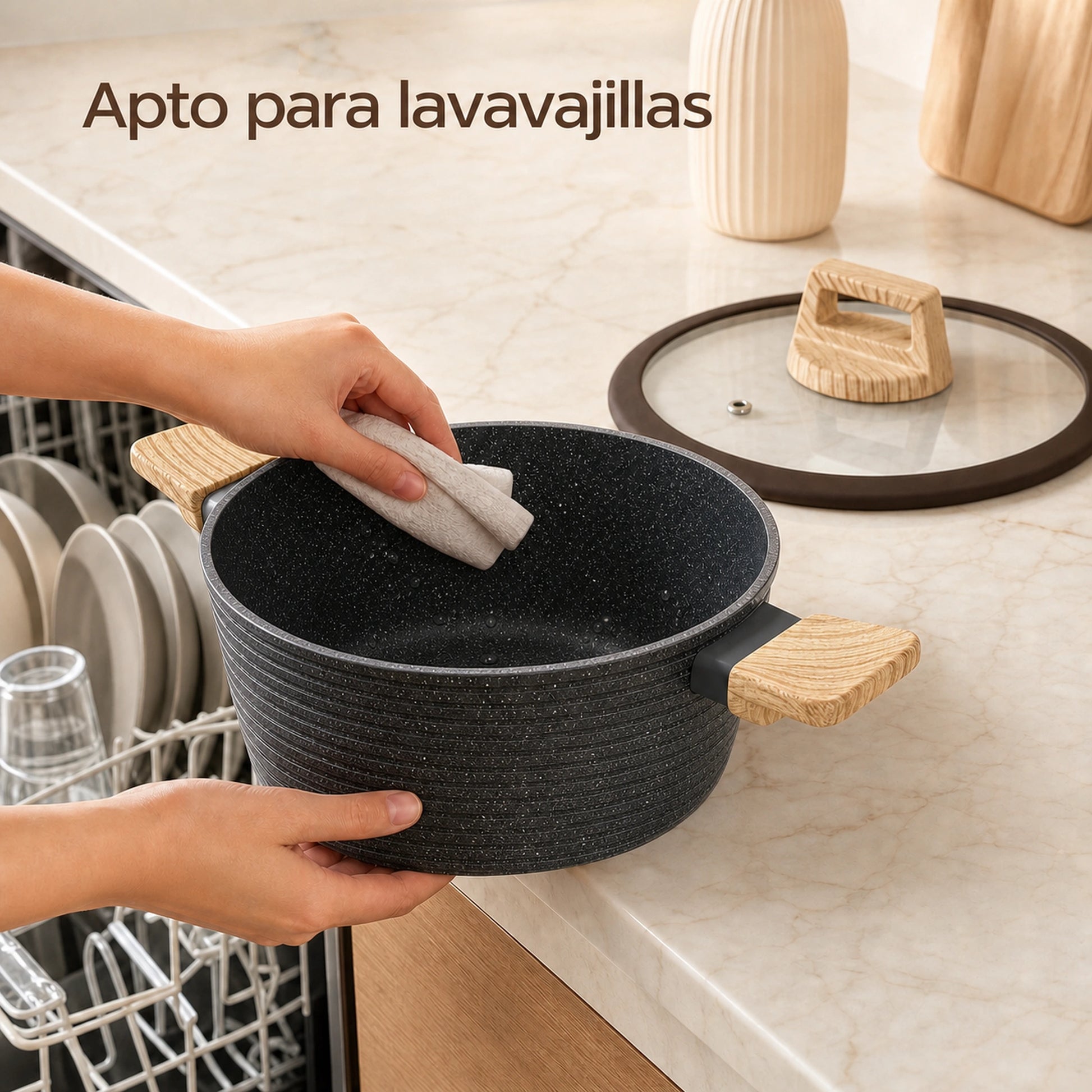 Batería de cocina Negro apta para lavavajillas