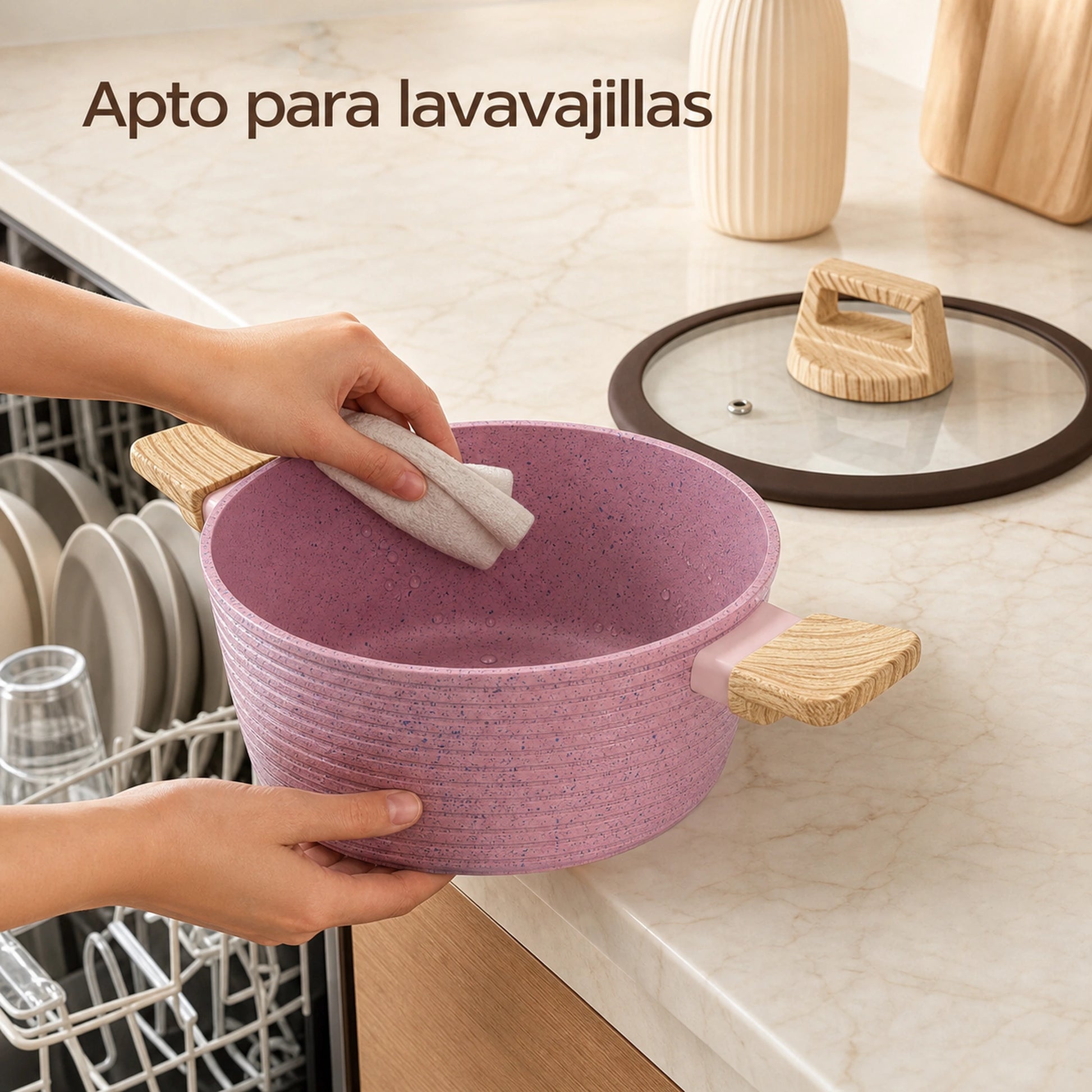 Batería de cocina Rosa apta para lavavajillas