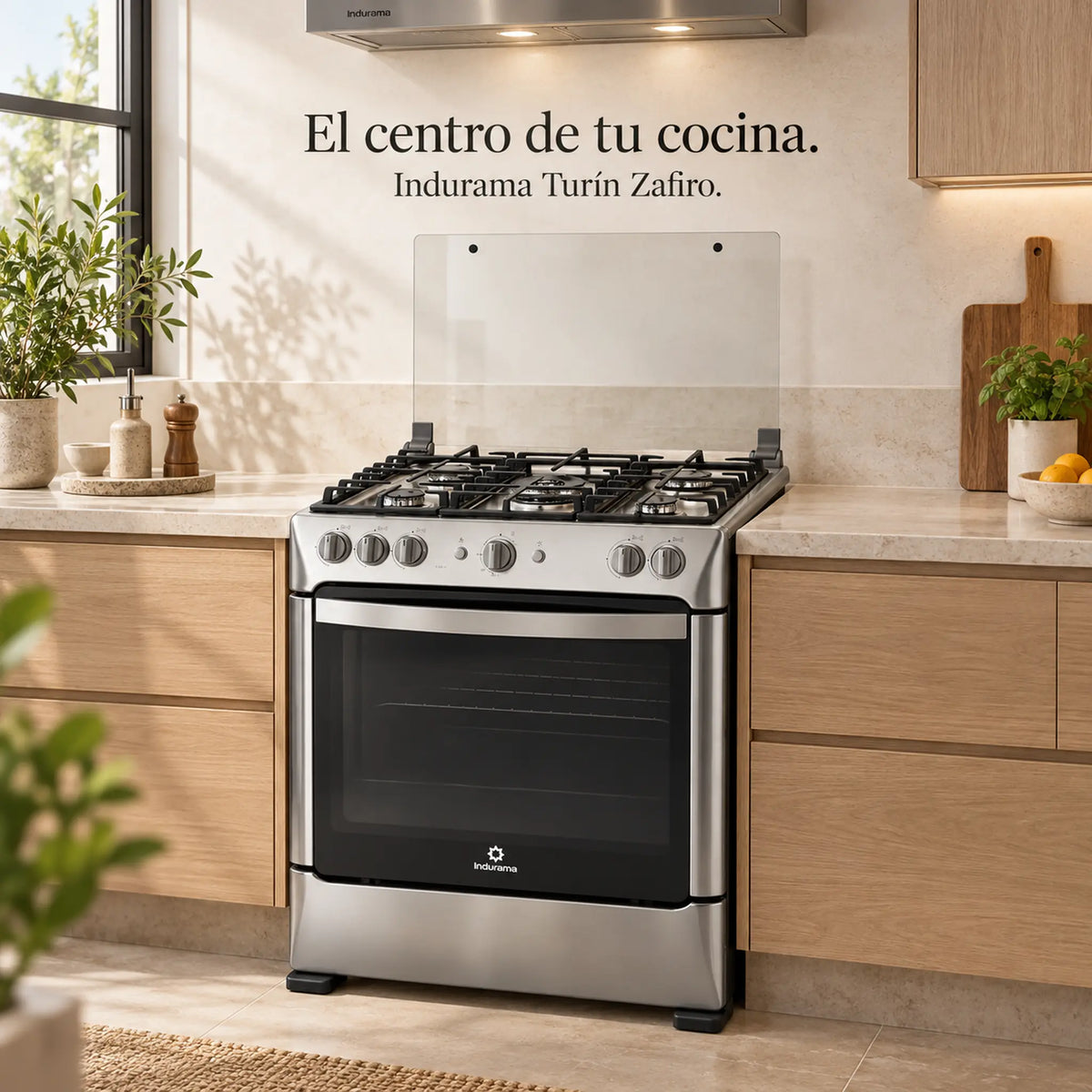 Cocina a Gas Indurama Turín Zafiro, instalada en una cocina moderna