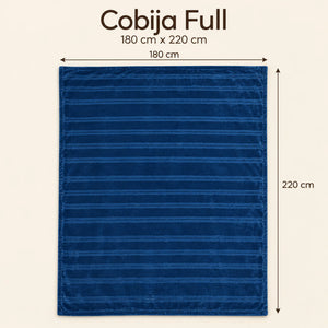 Frazada full azul marino de 180 x 220 cm con rayas en relieve – medidas: 180 x 220 cm