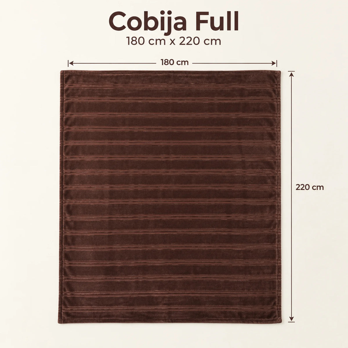 Frazada full chocolate de 180 x 220 cm con rayas en relieve – medidas: 180 x 220 cm