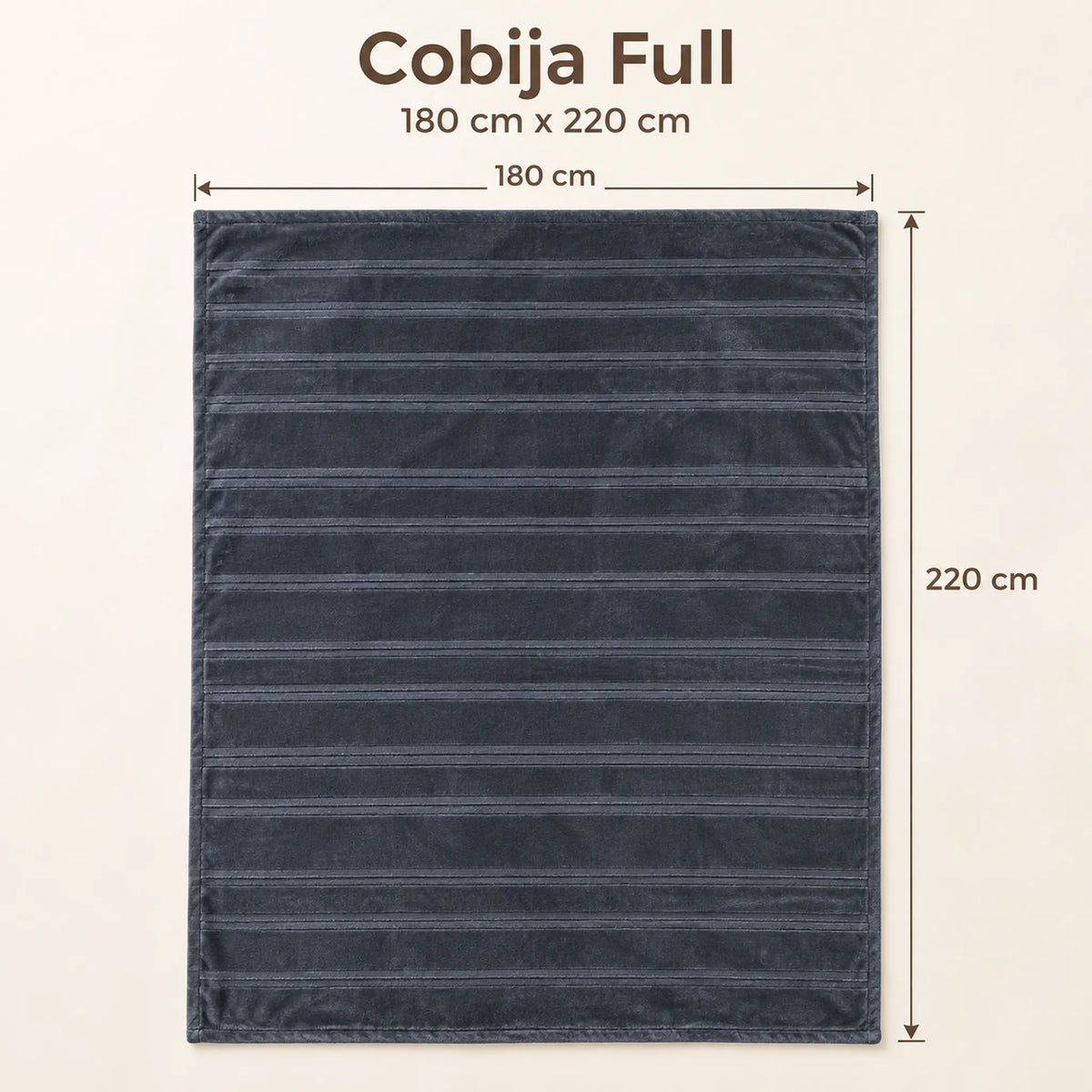 Frazada full gris de 180 x 220 cm con rayas en relieve – medidas: 180 x 220 cm