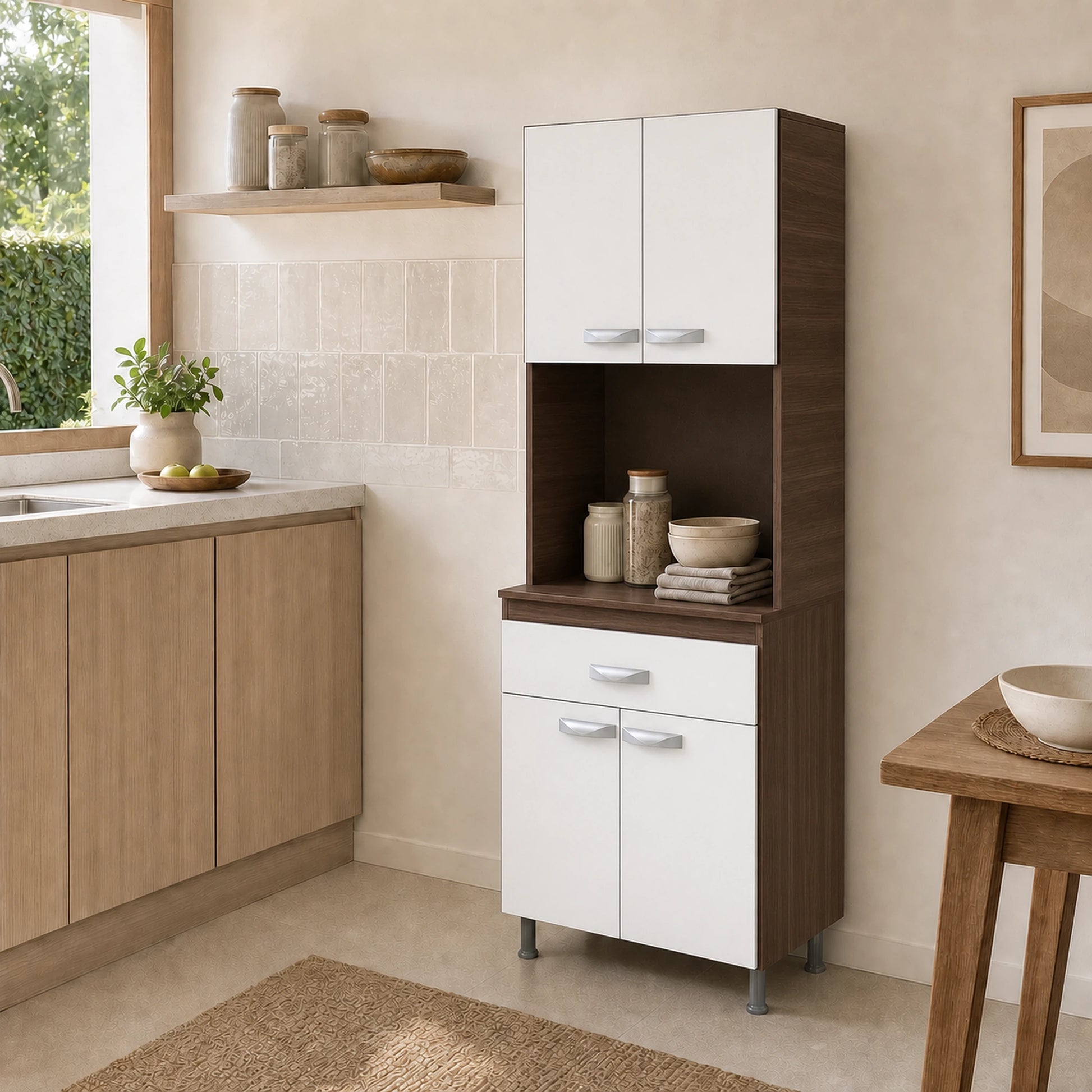 Gabinete de cocina en Chocolate y Blanco en ambiente real