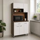 Gabinete de cocina grande en Chocolate y Blanco ambientado con microondas