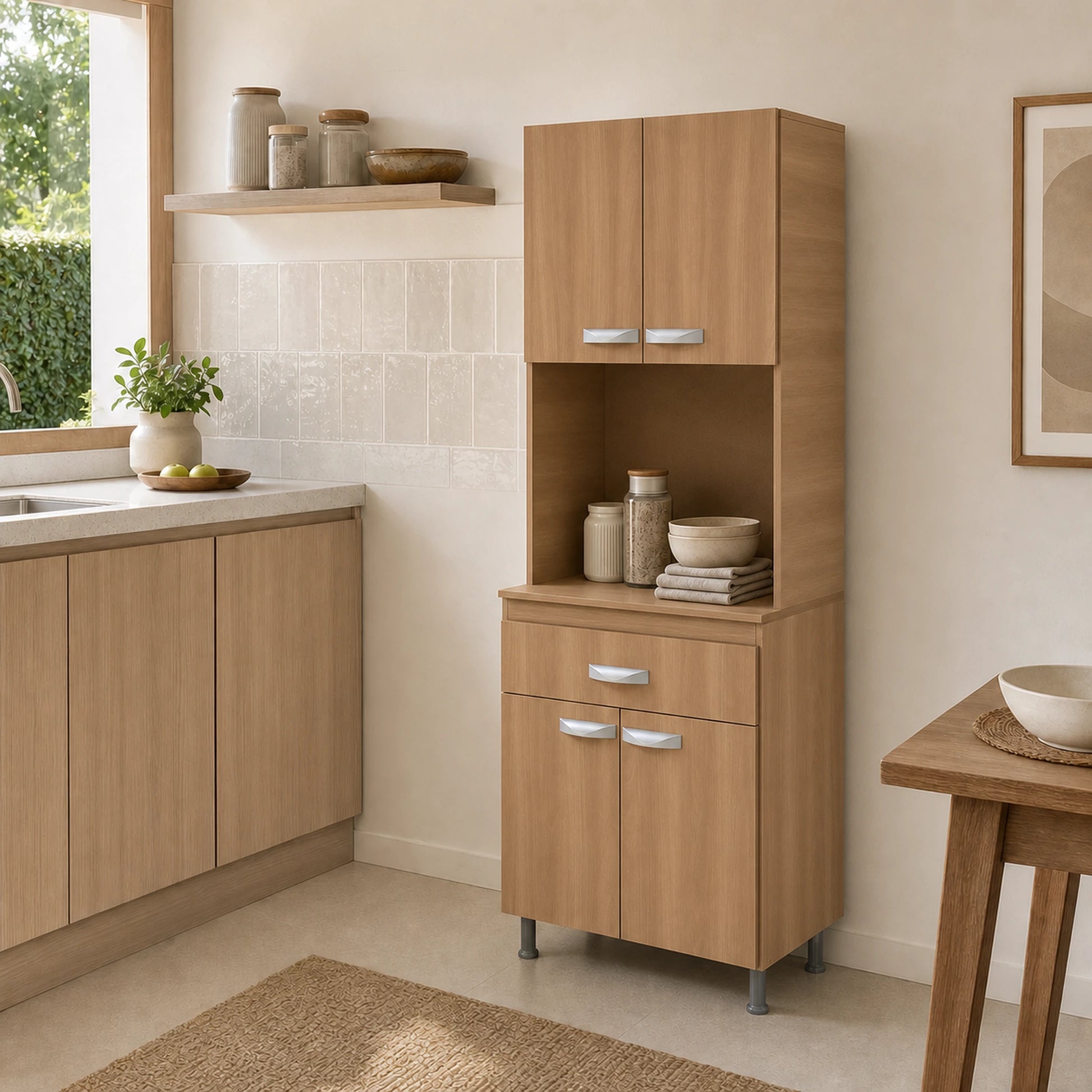 Gabinete de cocina en Madera Beige en ambiente real