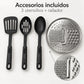 Accesorios incluidos: 3 utensilios de cocina y rallador de acero