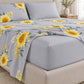 Juego de sábanas 4 piezas estampado gris con girasoles – sábana ajustable en el colchón