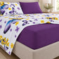 Juego de sábanas 4 piezas estampado morado con mariposas – sábana ajustable en el colchón