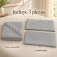 Forro ajustable liso con 2 sobrefundas bordadas, color Gris – piezas incluidas: forro ajustable y 2 sobrefundas