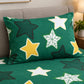 Juego de sábanas semimatrimonial 1.20 m, diseño Estrellas Verde Esmeralda – detalle de la funda