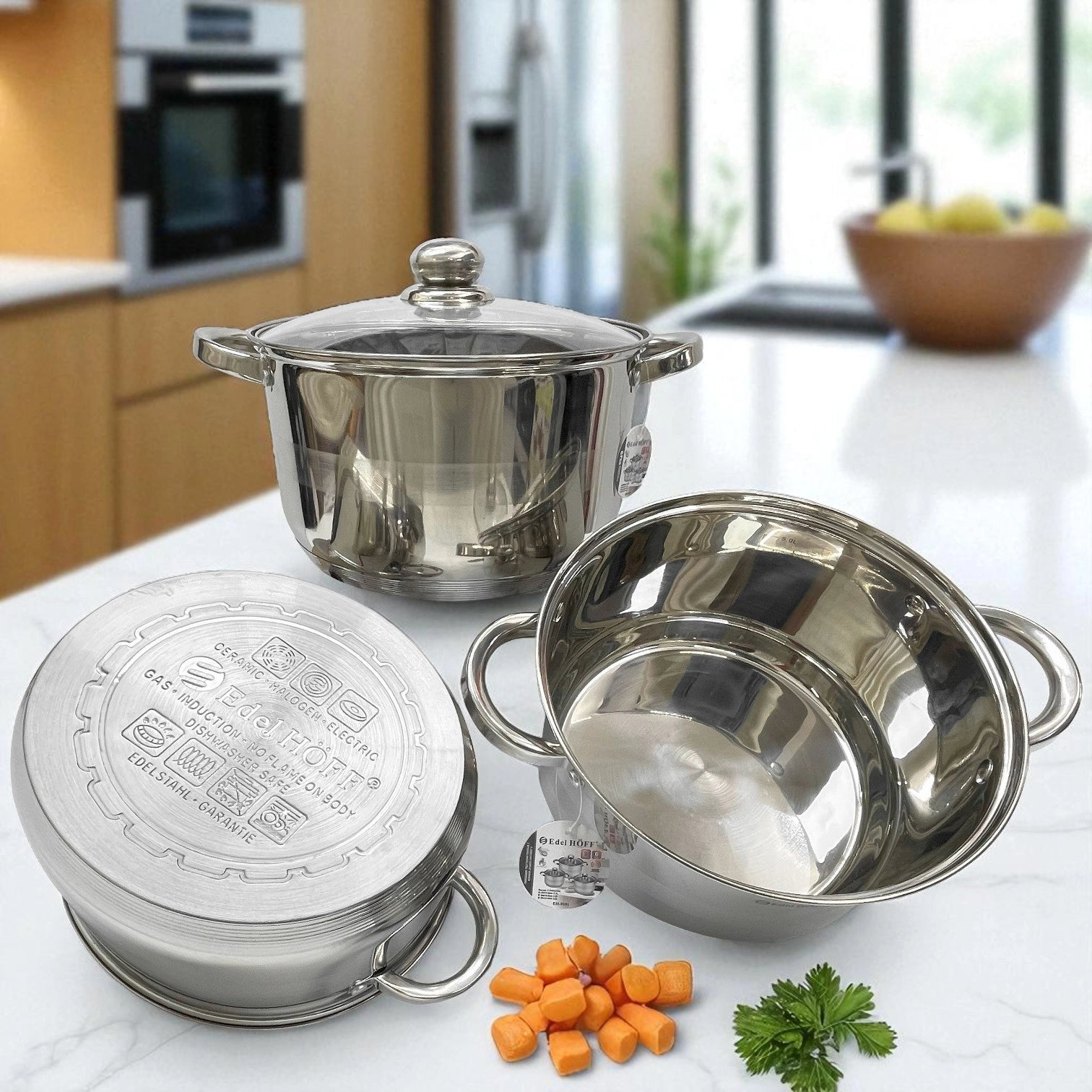 Set de 3 ollas Edel HÖFF de acero inoxidable con fondo para inducción