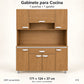 Alacena de cocina 7 puertas y 1 gaveta color Roble Miel – resumen del modelo: 7 puertas, 1 gaveta, 171 x 124 x 37 cm