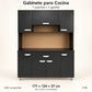 Alacena de cocina 7 puertas y 1 gaveta color Negro/Wengué – resumen del modelo: 7 puertas, 1 gaveta, 171 x 124 x 37 cm