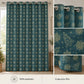 Cortina navideña Pasión Guajira Elfo verde con árboles navideños dorados – material 100% poliéster, Colección Elfo