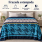 Frazada estampada afelpada 200 x 240 cm, diseño Geométrico Turquesa – medidas 200 x 240 cm y 1500 gramos