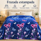 Frazada estampada afelpada 200 x 240 cm, diseño Mariposas Azul Marino – medidas 200 x 240 cm y 1500 gramos
