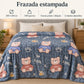 Frazada estampada afelpada 200 x 240 cm, diseño Ositos Azul – medidas 200 x 240 cm y 1500 gramos