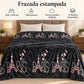 Frazada estampada afelpada 200 x 240 cm, diseño París Negro – medidas 200 x 240 cm y 1500 gramos
