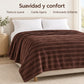Frazada full chocolate de 180 x 220 cm con rayas en relieve – suavidad y confort