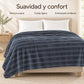 Frazada full gris de 180 x 220 cm con rayas en relieve – suavidad y confort