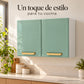 Cocina iluminada con gabinete aéreo Bertolini verde menta de 2 puertas en la pared