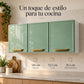 Cocina con gabinete aéreo Bertolini verde menta de 3 puertas en la pared