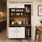 Interior organizado del gabinete de cocina grande en Chocolate y Blanco
