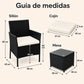 Guía de medidas del juego de terraza: sillón, cojín y mesa
