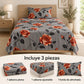 Juego de sábanas semimatrimonial 1.20 m, diseño Rosas Naranjas Fondo Gris – piezas incluidas: sábana plana, sábana ajustable y 1 funda