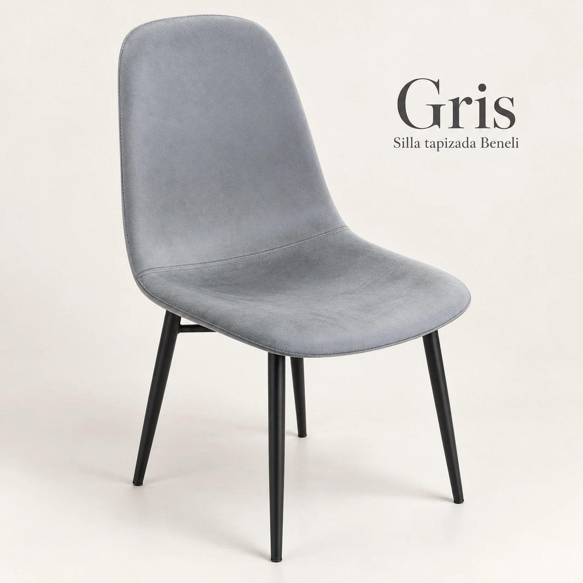 Silla tapizada Beneli en color gris claro