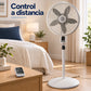 Ventilador de pedestal Lasko 18 pulgadas con control remoto – en un dormitorio, usado con control remoto