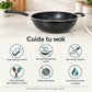 Cuidados del wok Alsasa: esponja suave y utensilios de madera o nylon