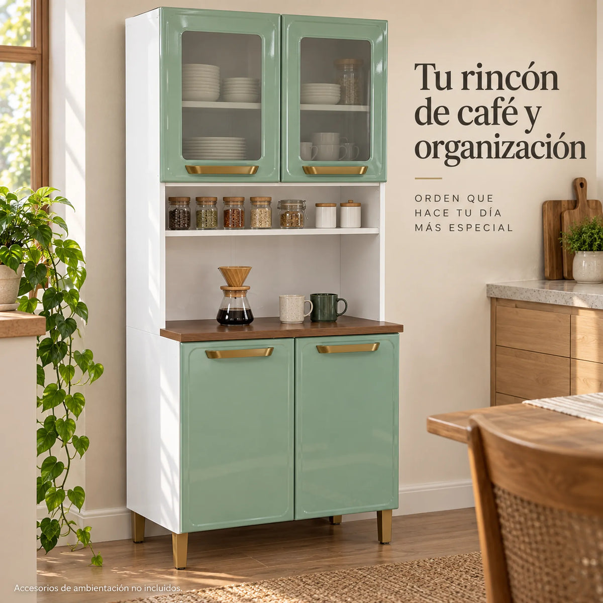Alacena de Cocina Bertolini 2x1, en uso organizando artículos de cocina