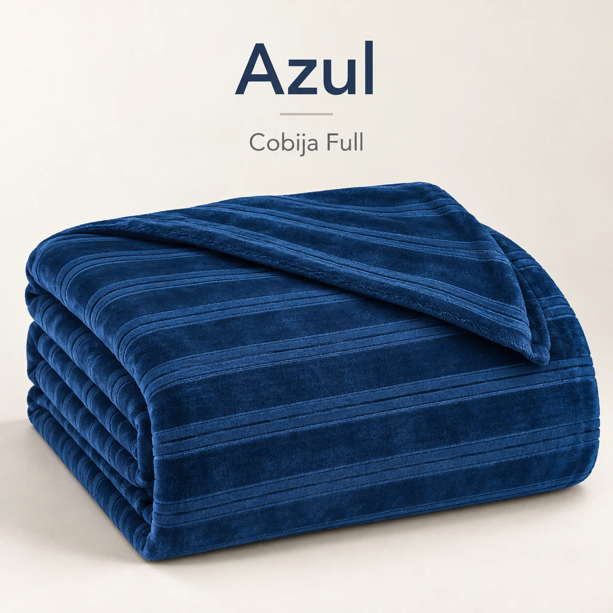 Frazada full azul marino de 180 x 220 cm con rayas en relieve – muestra del color