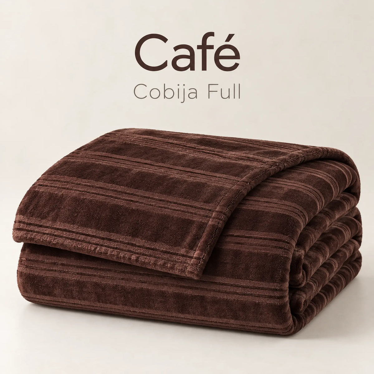 Frazada full chocolate de 180 x 220 cm con rayas en relieve – muestra del color