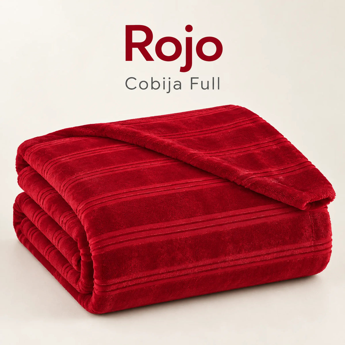 Frazada full roja de 180 x 220 cm con rayas en relieve – muestra del color