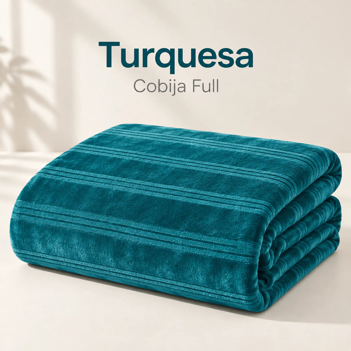 Frazada full turquesa de 180 x 220 cm con rayas en relieve – muestra del color