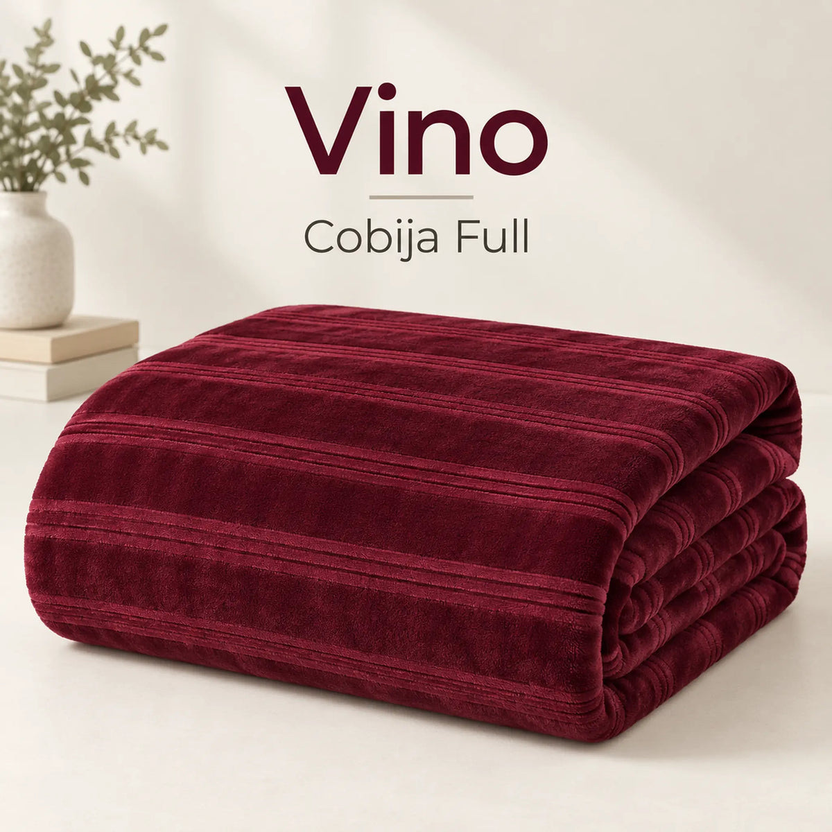Frazada full color vino de 180 x 220 cm con rayas en relieve – muestra del color