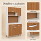 Detalles de acabados del gabinete de cocina grande en Blanco y Madera