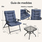 Juego de Terraza Reclinable 3 Piezas: Sillas Plegables Acolchadas y Mesa de Vidrio