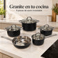 Batería de cocina Epicure Granite en uso dentro de una cocina