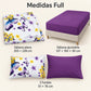 Juego de sábanas 4 piezas estampado morado con mariposas – medidas tamaño full