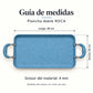 Guía de medidas de la plancha doble ROCA: 49 x 30 cm, color Celeste Marmoleado