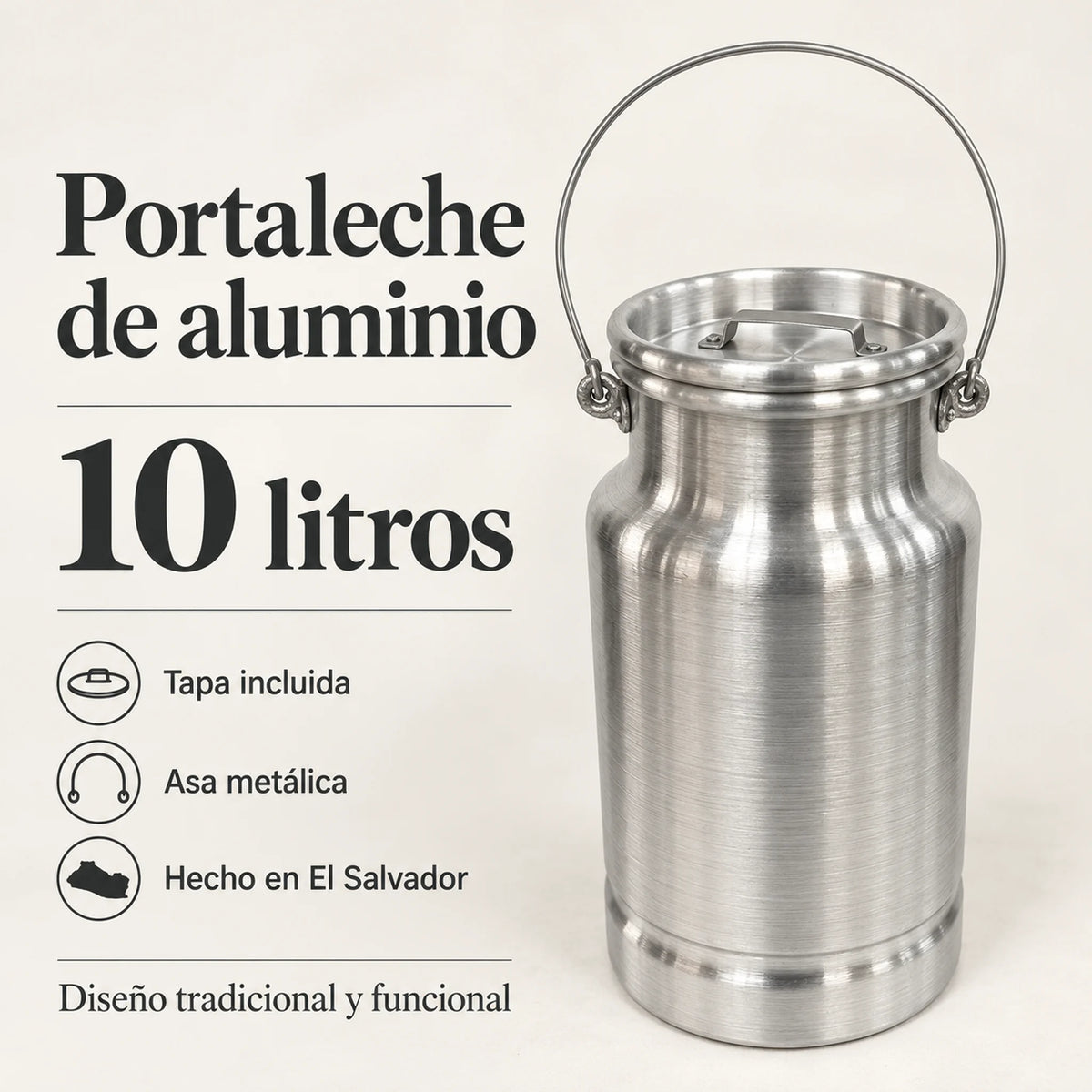 Resumen del lechero de aluminio Alinter de 10 litros