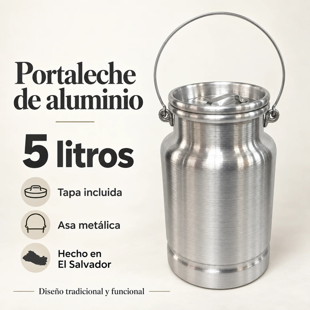 Resumen del lechero de aluminio Alinter de 5 litros